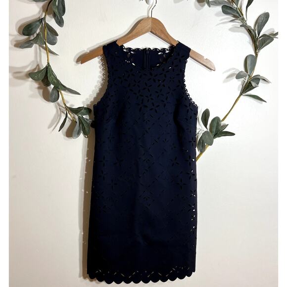 J.Crew Dark Blue Laser Cut Out Tank Dress LAST CALL - Picture 1 of 7